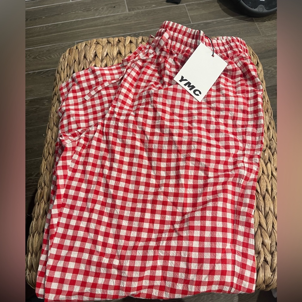 YMC Red Plaid Pants